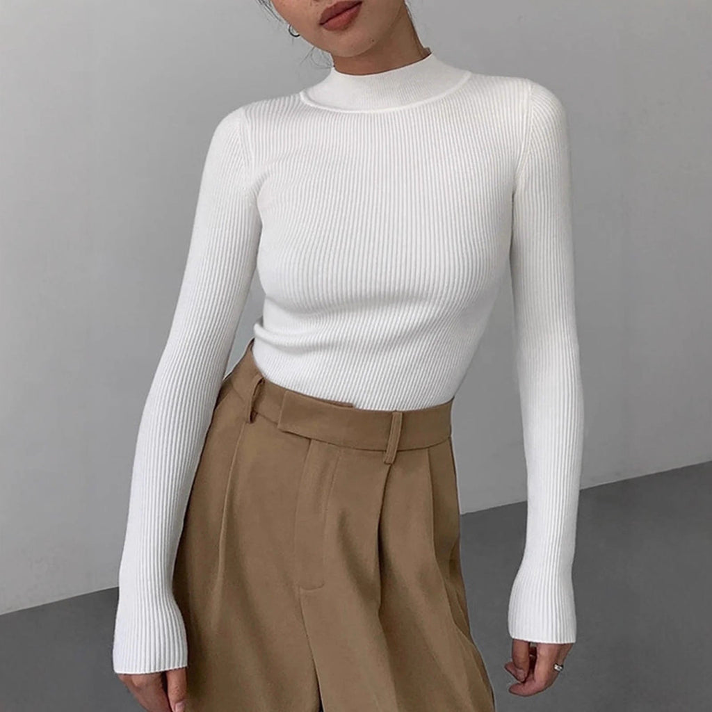 Burgundy Ribbed High-Neck Top
