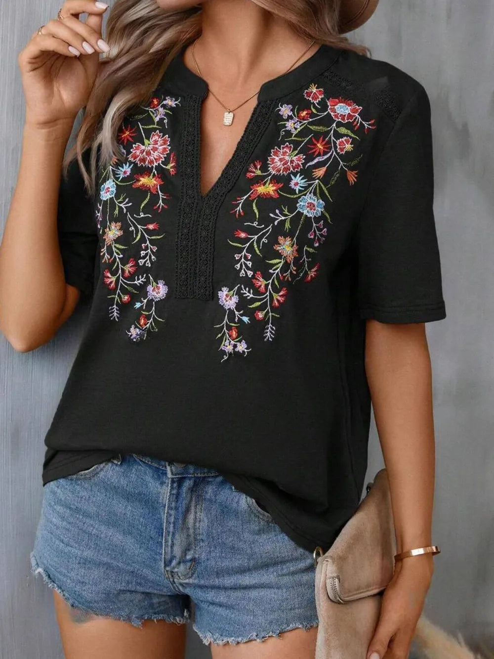 Embroidery Lace Trim Top