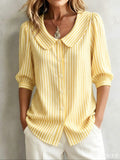 Striped Three-Quarter Sleeve Top