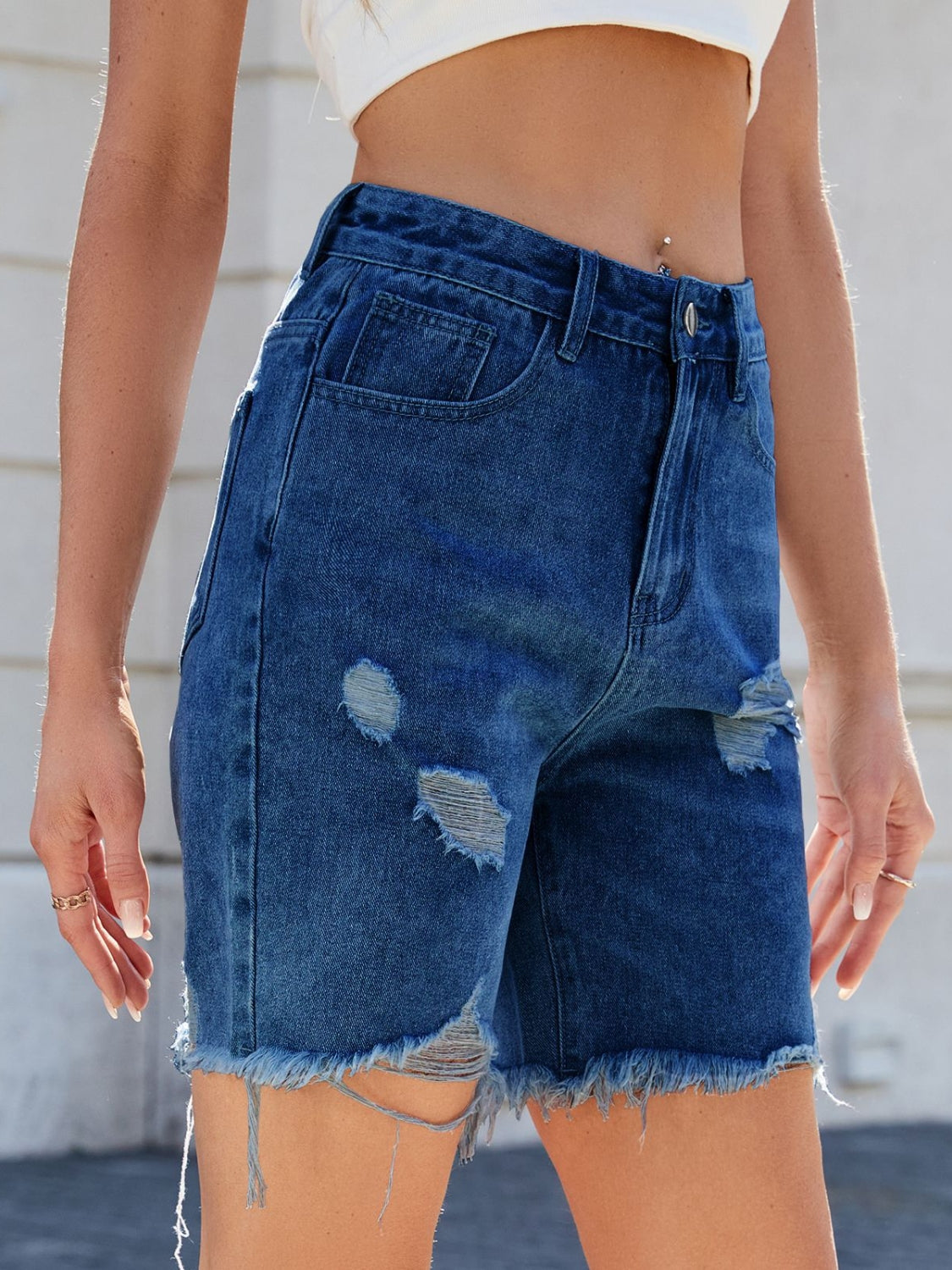 Harbor Distressed Denim Bermuda Shorts