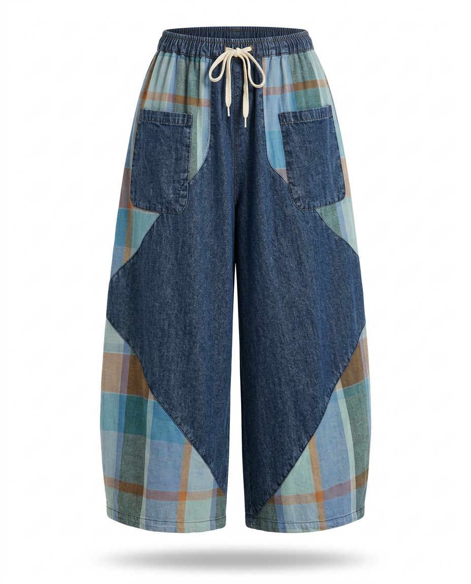Unique Patchwork Wide Leg Trousers