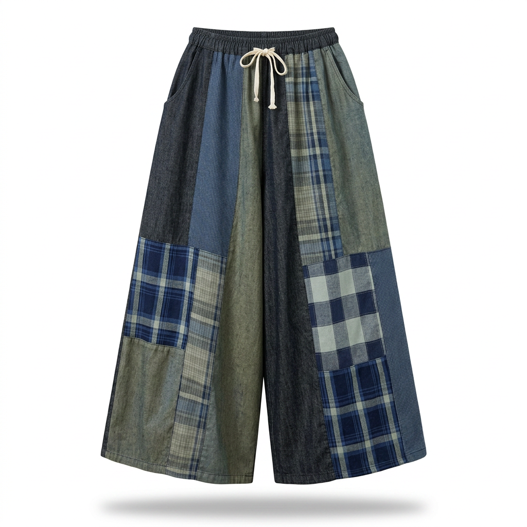 Unique Patchwork Wide Leg Trousers