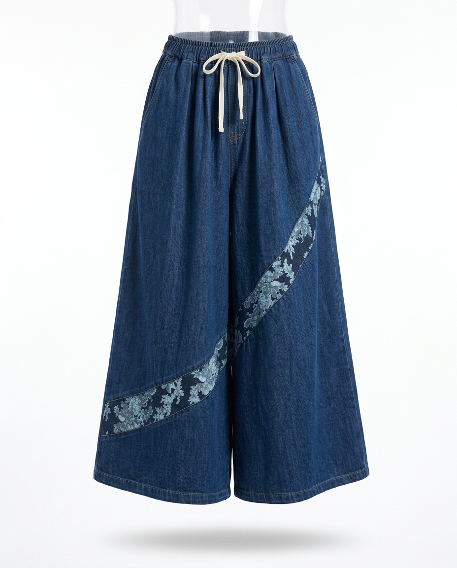 Unique Patchwork Wide Leg Trousers