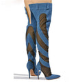 Patchwork Thigh High Knee Boots