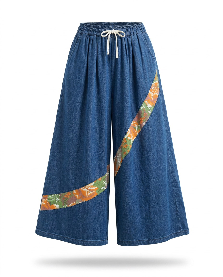 Unique Patchwork Wide Leg Trousers