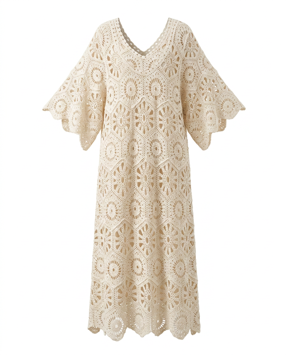 Graceful Crochet Hollow Maxi Dress