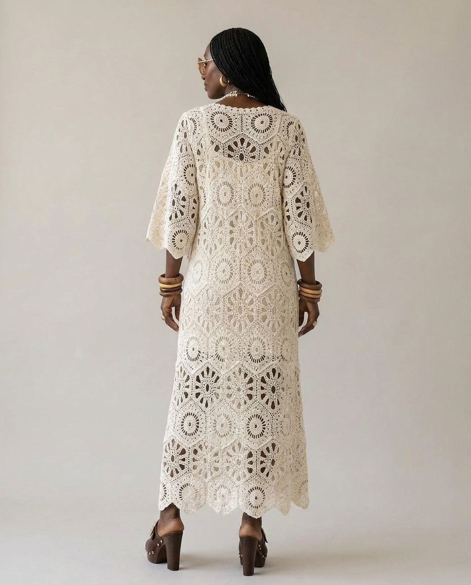Graceful Crochet Hollow Maxi Dress