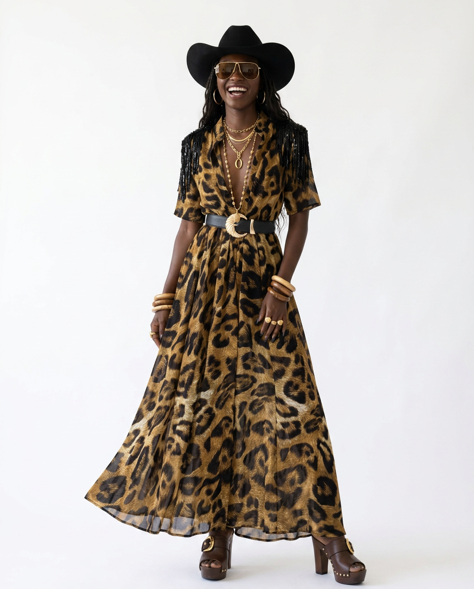 Fierce Leopard Print Maxi Dress