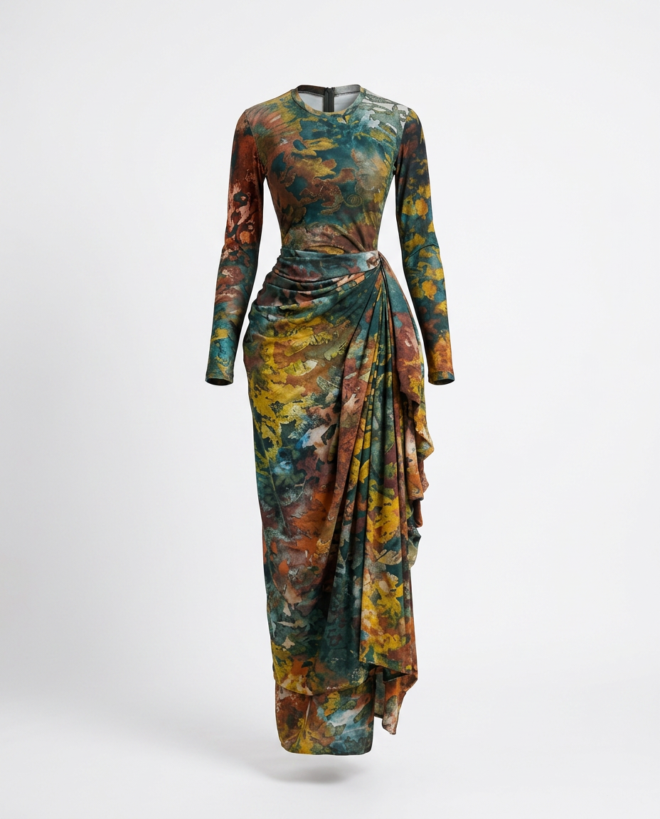 Vibrant Tie Dye Ruched Maxi Dress