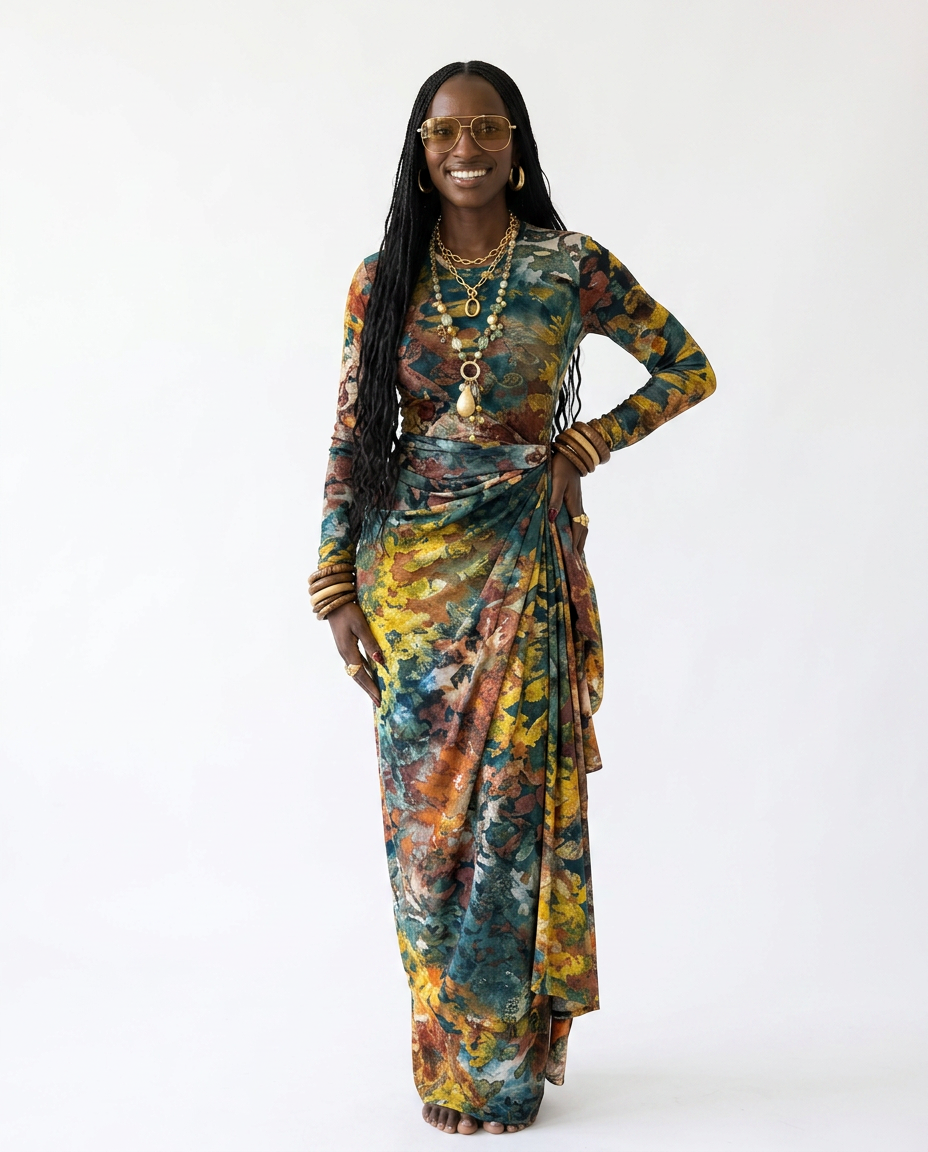 Vibrant Tie Dye Ruched Maxi Dress
