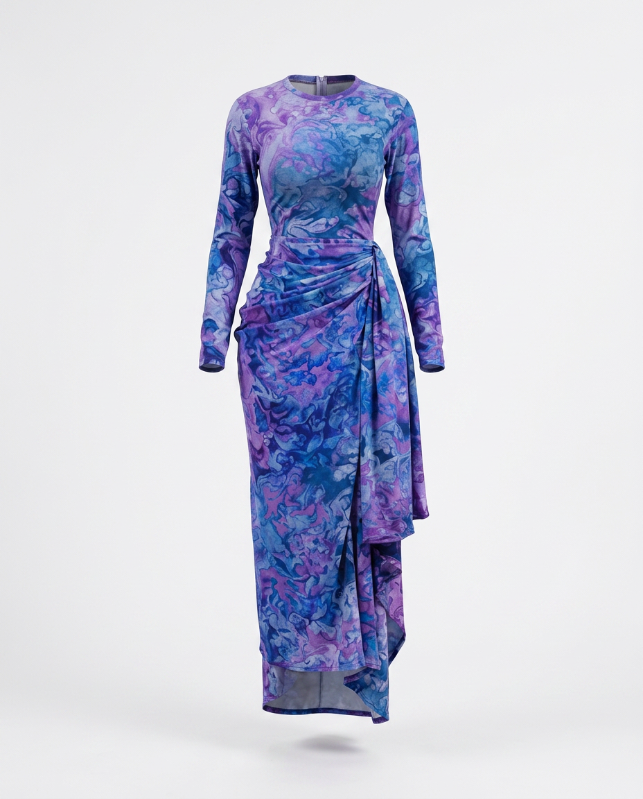 Vibrant Tie Dye Ruched Maxi Dress