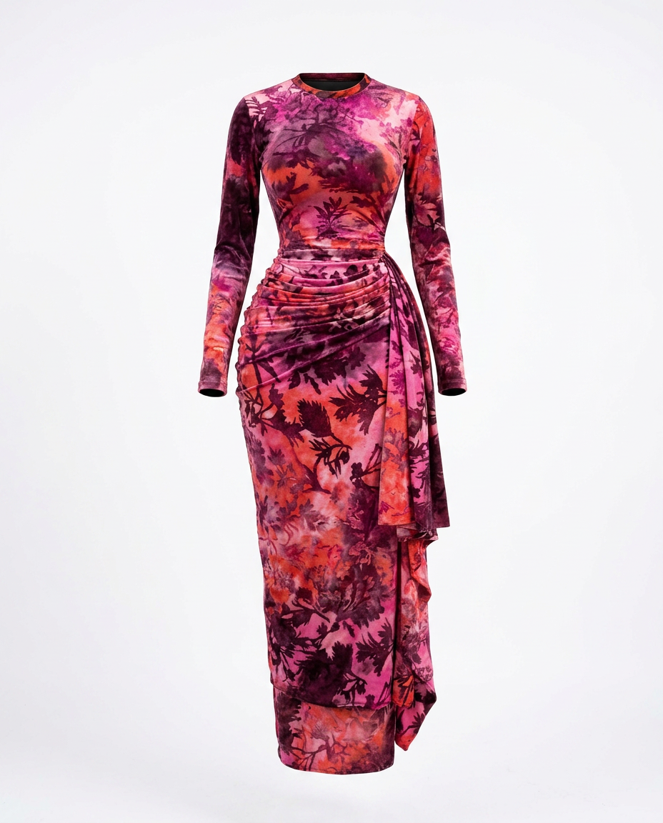 Vibrant Tie Dye Ruched Maxi Dress