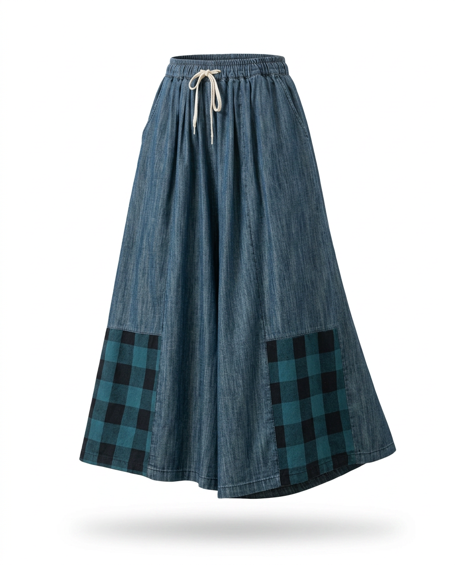 Unique Patchwork Wide Leg Trousers