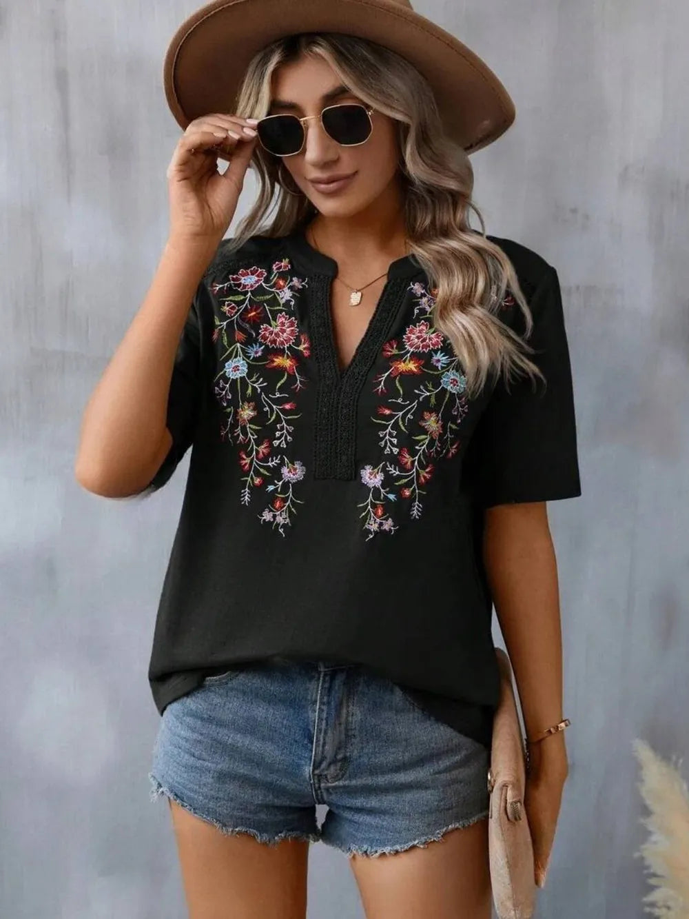 Embroidery Lace Trim Top