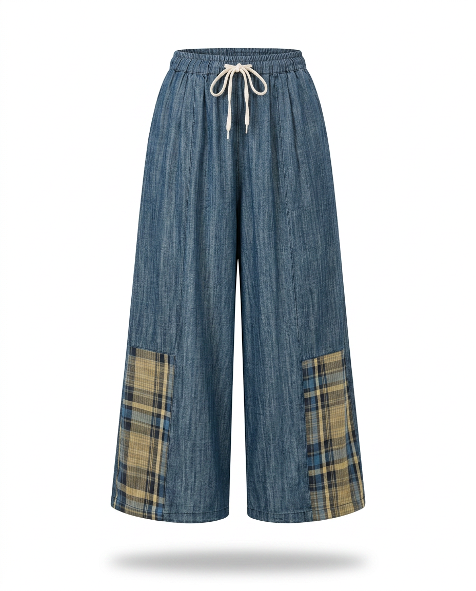 Unique Patchwork Wide Leg Trousers
