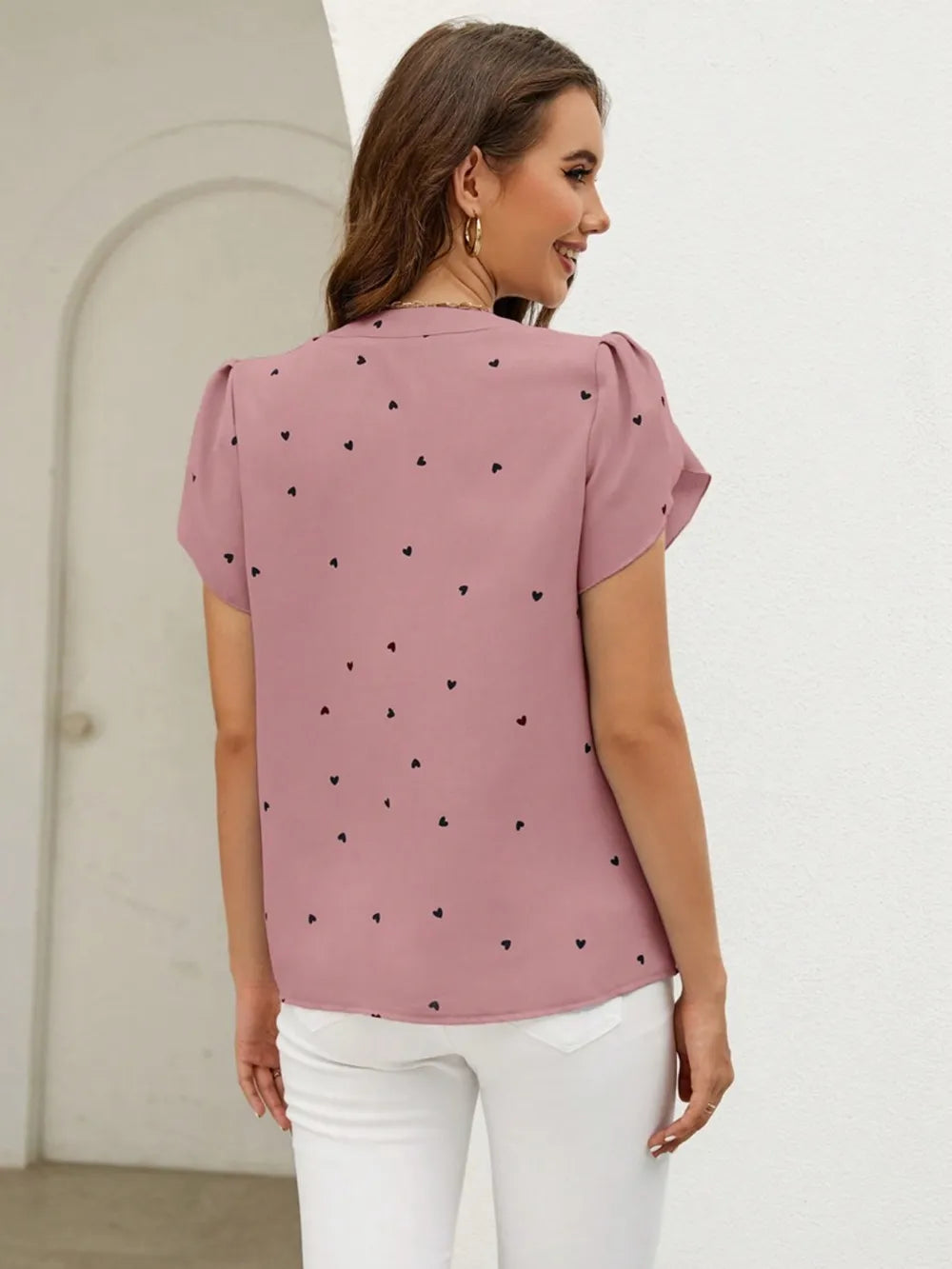 Petal Sleeve Pleated Front Elegant Top