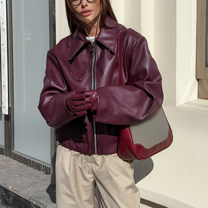 Midnight City Oversized Faux Leather Jacket