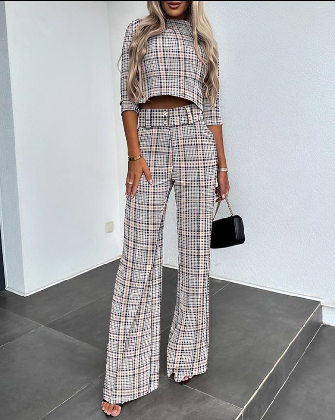 Elegant Half Sleeve Short Top & Pants Set