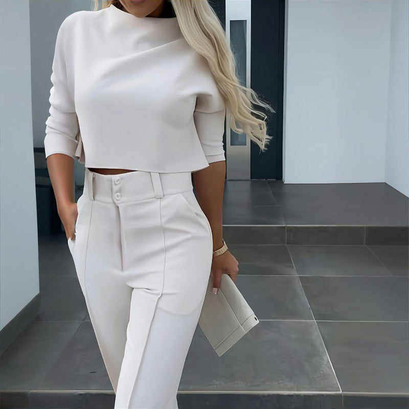 Elegant Half Sleeve Short Top & Pants Set
