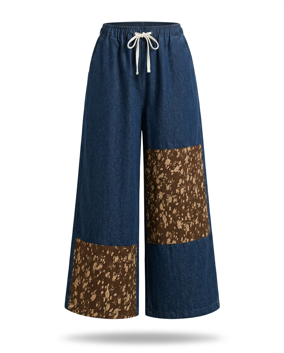 Unique Patchwork Wide Leg Trousers
