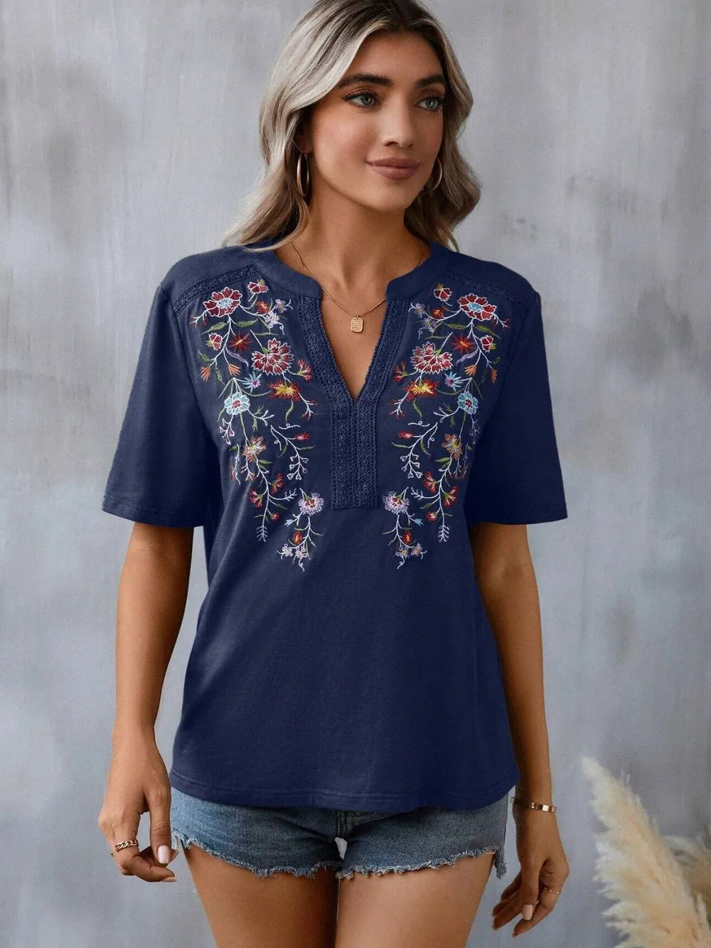 Embroidery Lace Trim Top