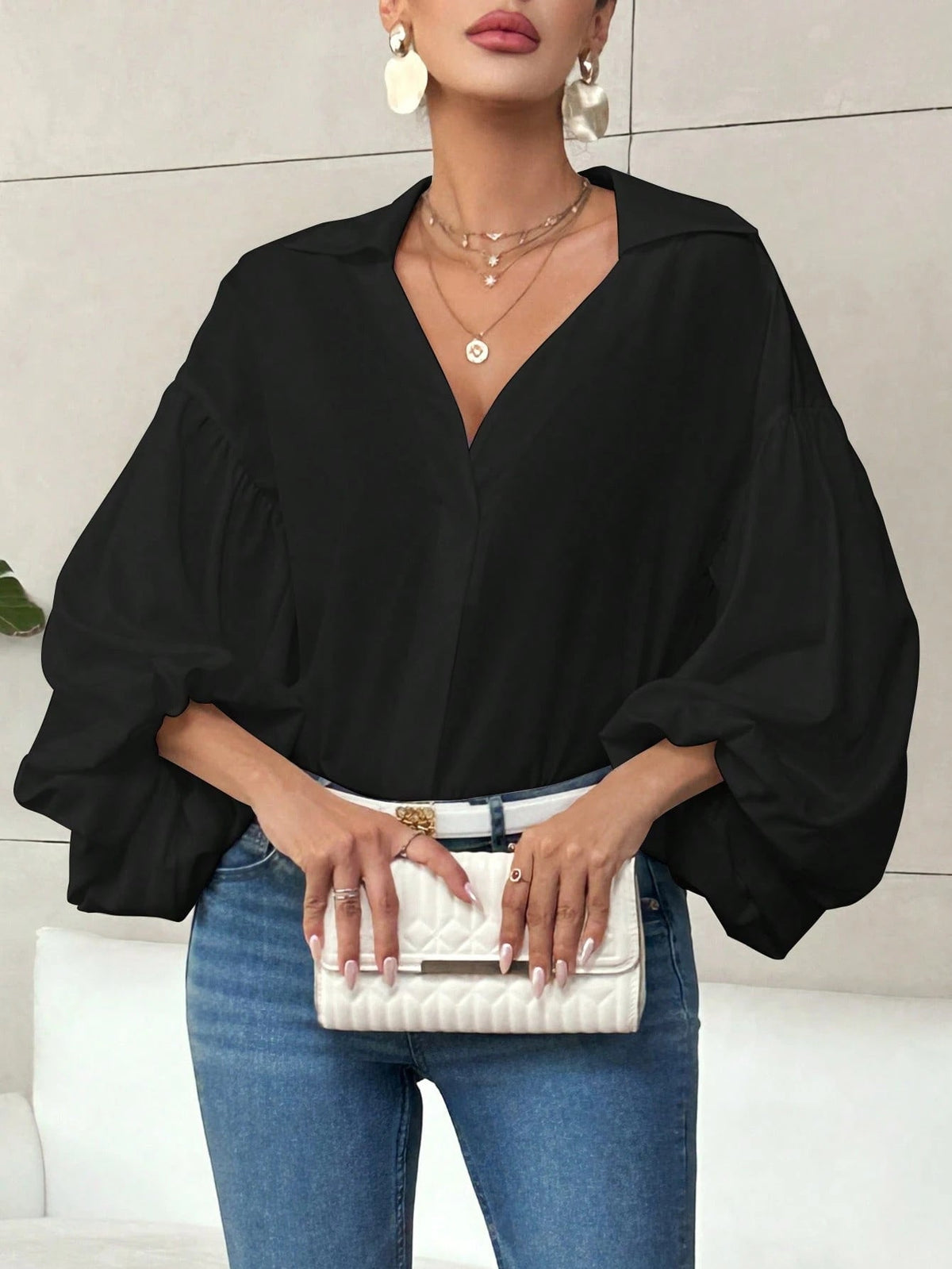 Polka Dot Loose Bubble Long Sleeve