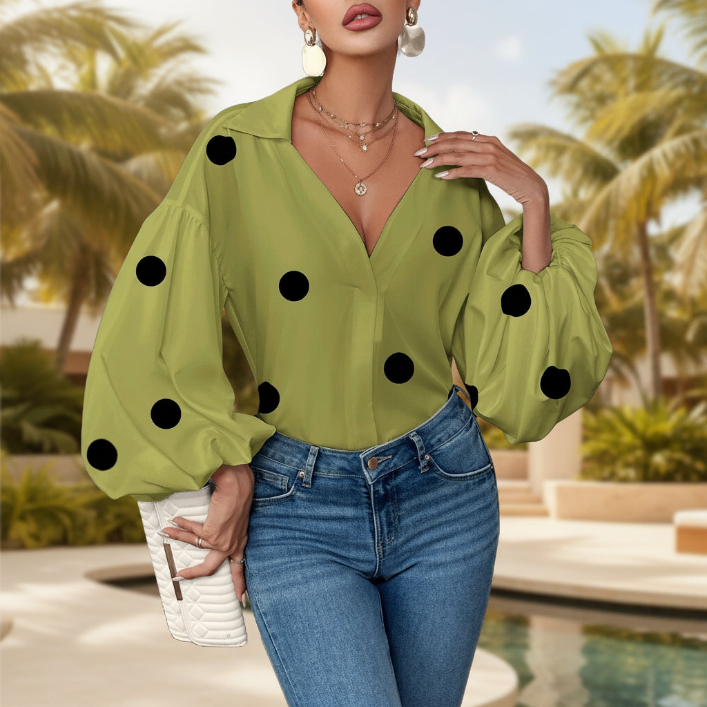 Polka Dot Loose Bubble Long Sleeve