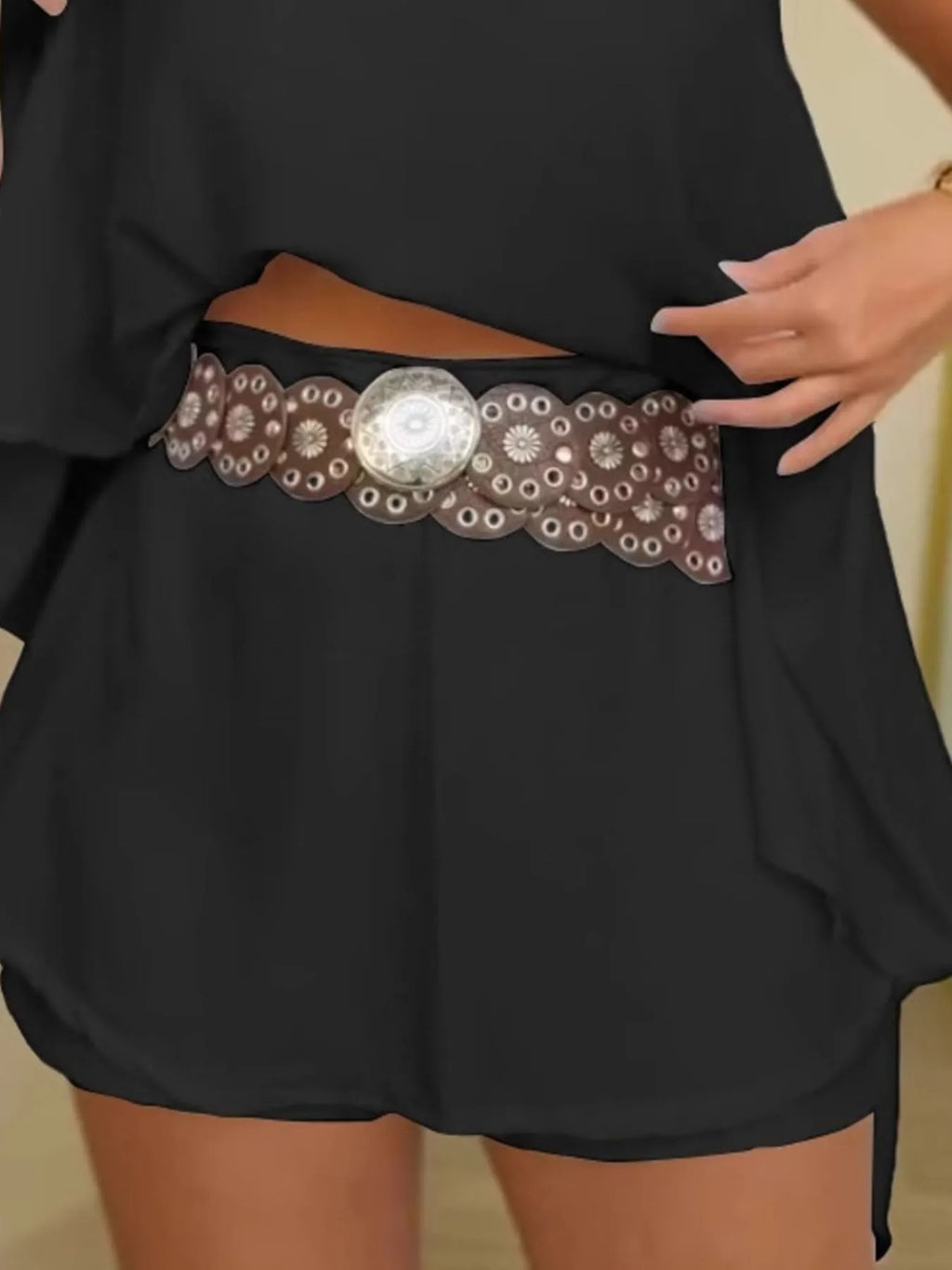 Side Slit Top and Mini Skirt Set See size chart under “more details”