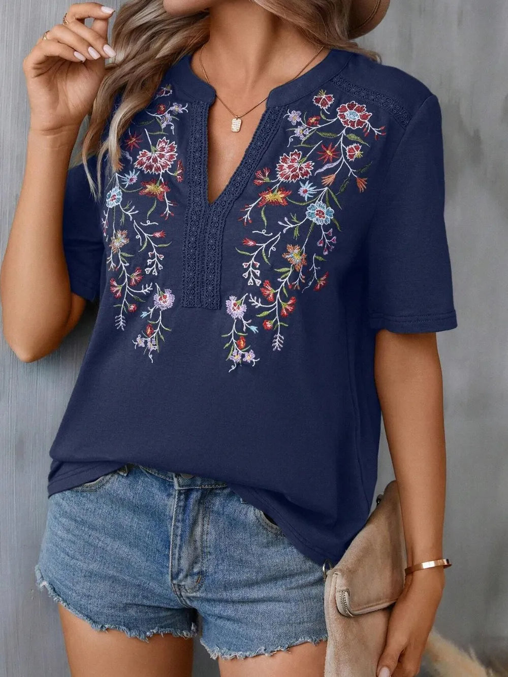 Embroidery Lace Trim Top