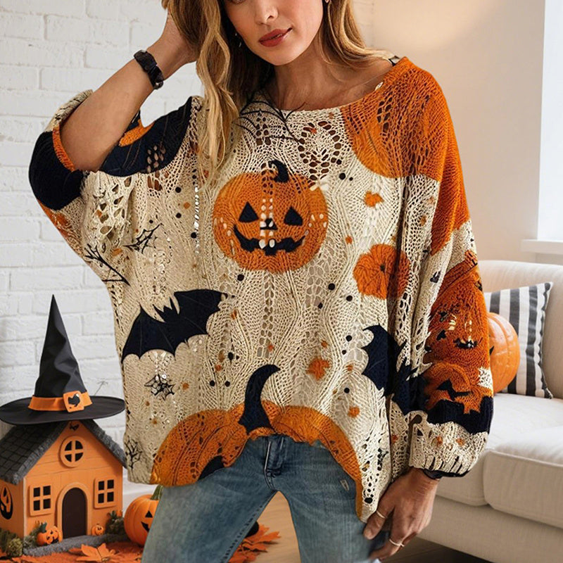 Halloween Pumpkin Print Blouse