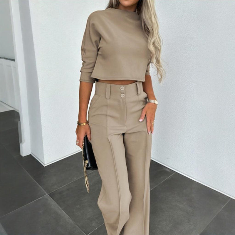 Elegant Half Sleeve Short Top & Pants Set