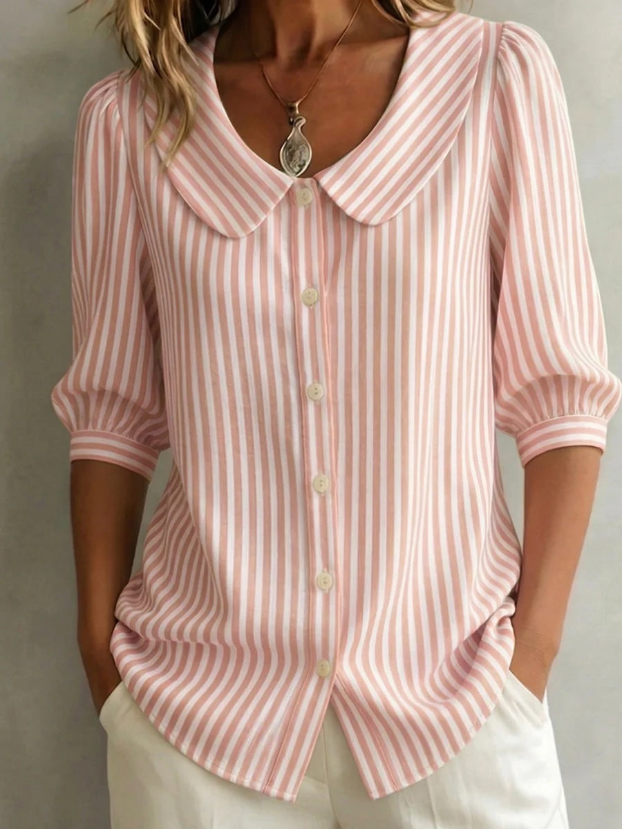 Striped Three-Quarter Sleeve Top