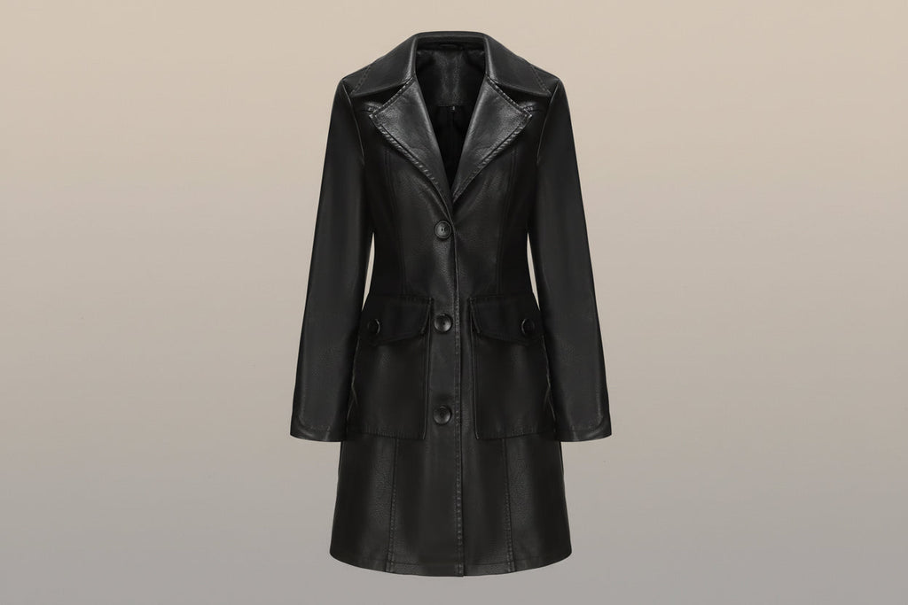 Long Leather Trench Coat