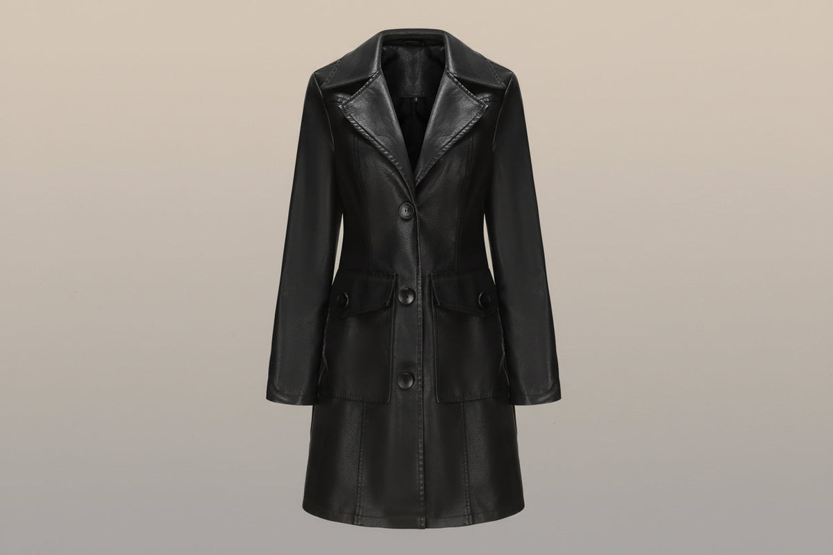 Long Leather Trench Coat