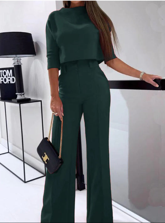 Elegant Half Sleeve Short Top & Pants Set