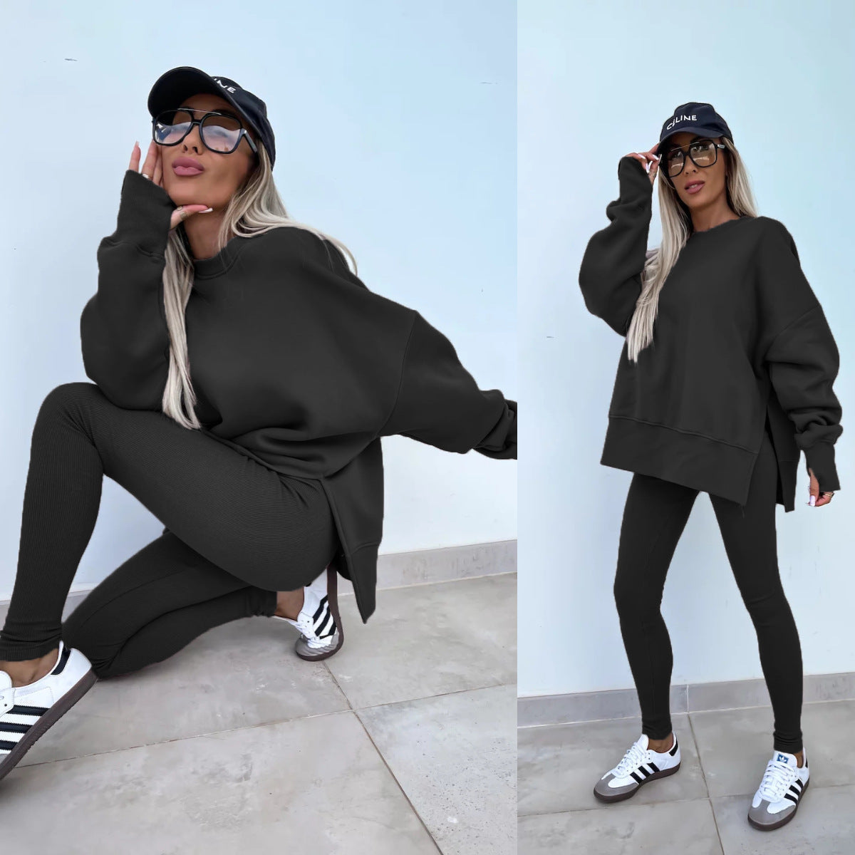 Loose Split Top & Fitted Trousers Set
