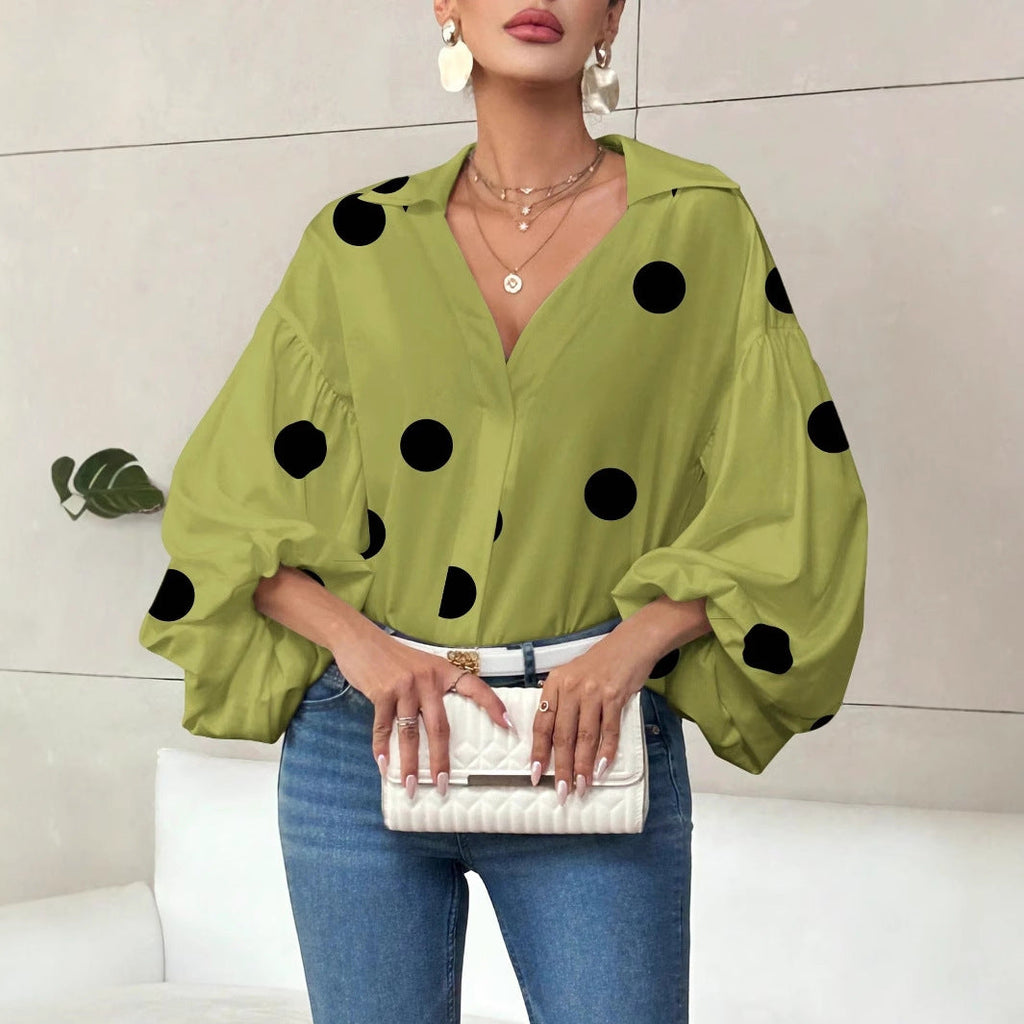 Polka Dot Loose Bubble Long Sleeve