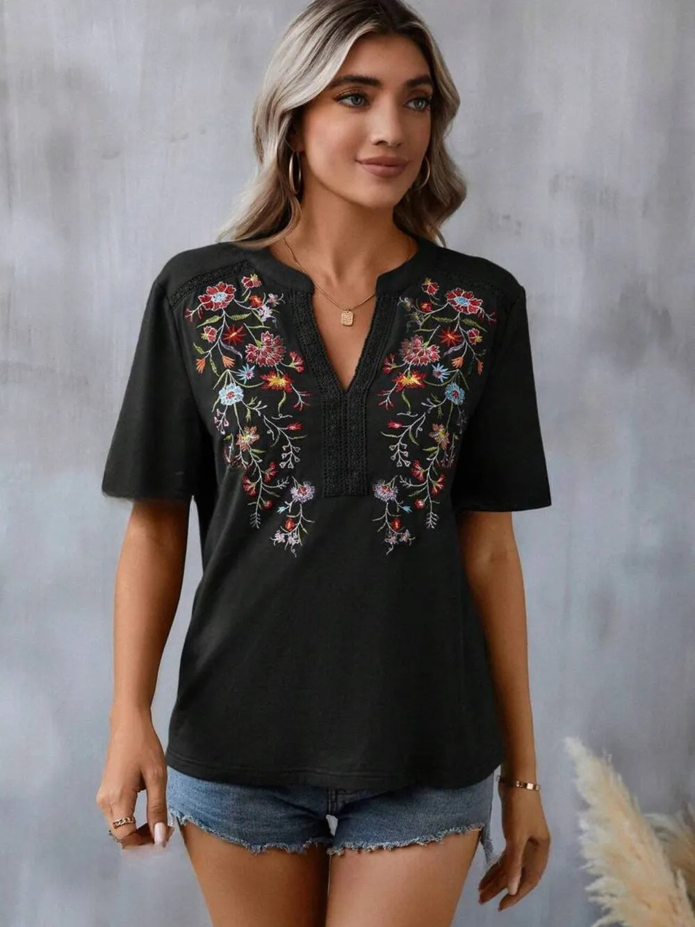 Embroidery Lace Trim Top