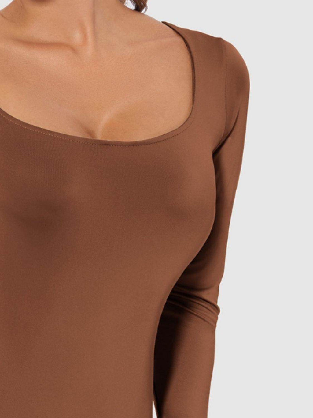 Perfect Full Size Scoop Neck Long Sleeve Bodysuit for Women