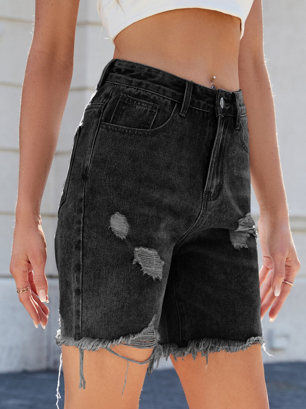 Harbor Distressed Denim Bermuda Shorts