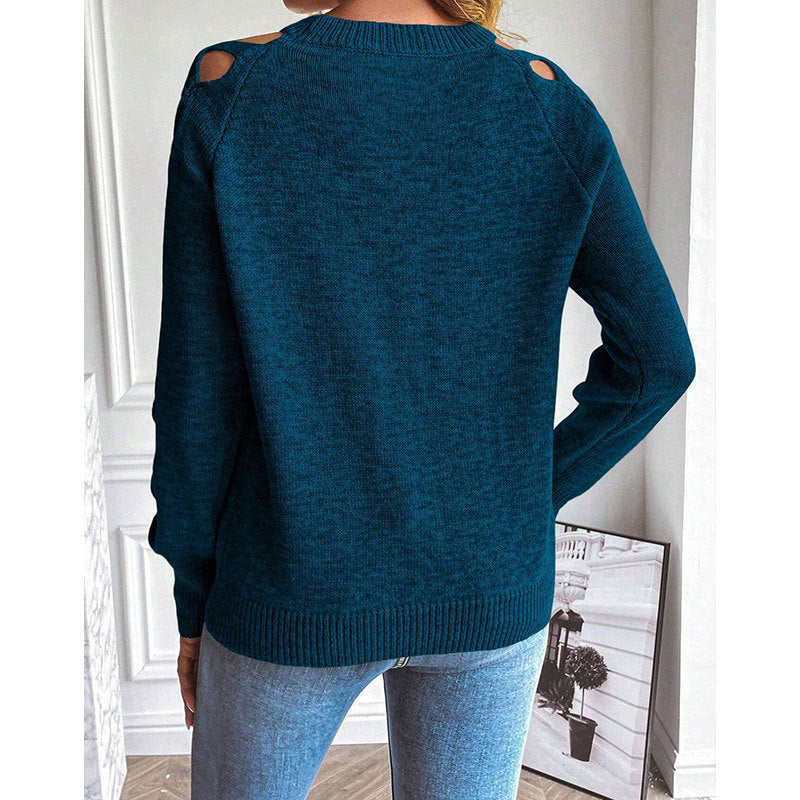 Casual Long Sleeve Hollow Out Sweater