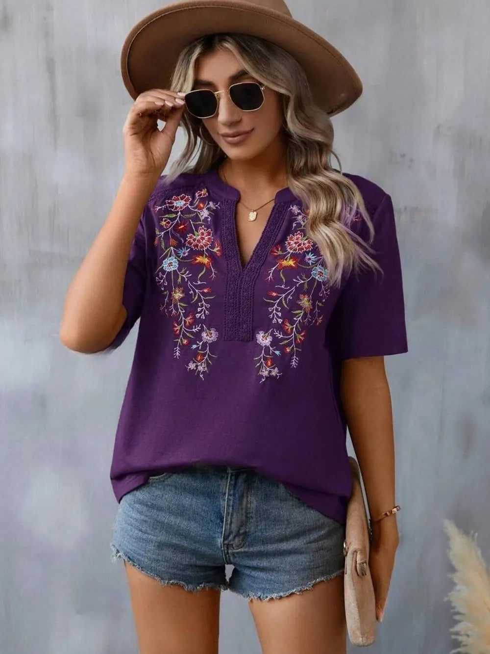 Embroidery Lace Trim Top