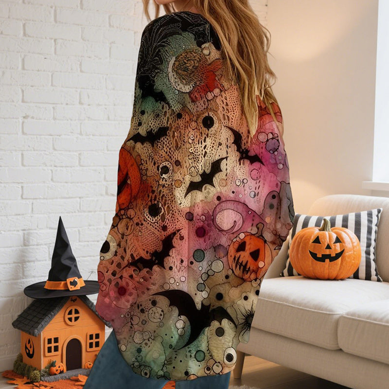 Halloween Pumpkin Print Blouse