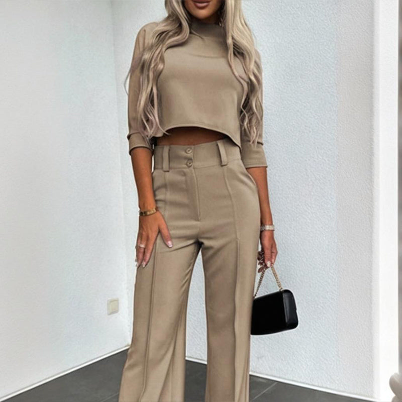 Elegant Half Sleeve Short Top & Pants Set