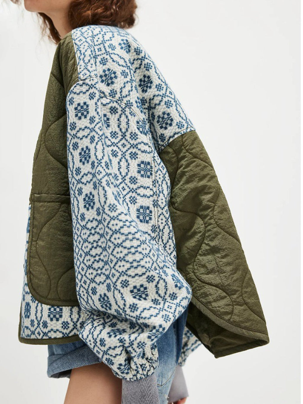 Quilted Printed Patchwork Button Coat