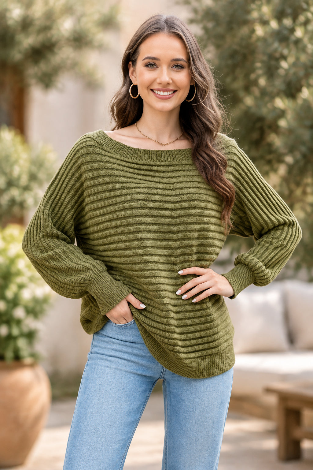 So Me Loose-Fit Batwing-Sleeve Knit Sweater