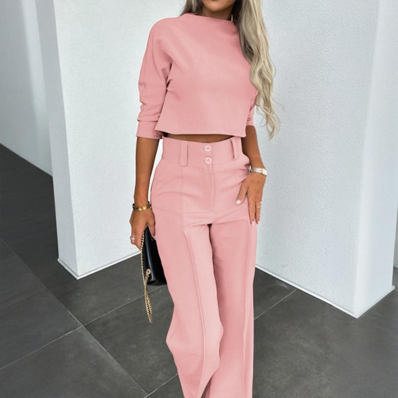 Elegant Half Sleeve Short Top & Pants Set