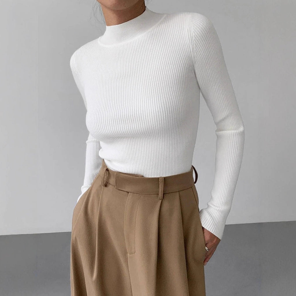 Burgundy Ribbed High-Neck Top