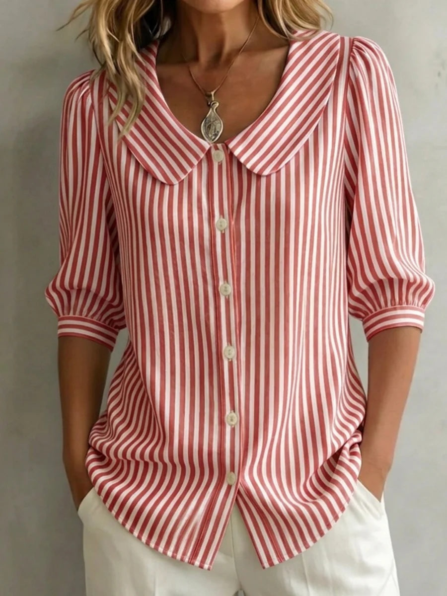 Striped Three-Quarter Sleeve Top