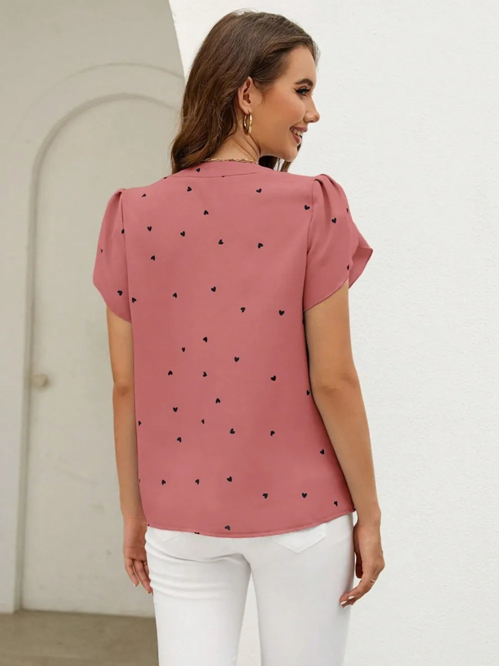 Petal Sleeve Pleated Front Elegant Top